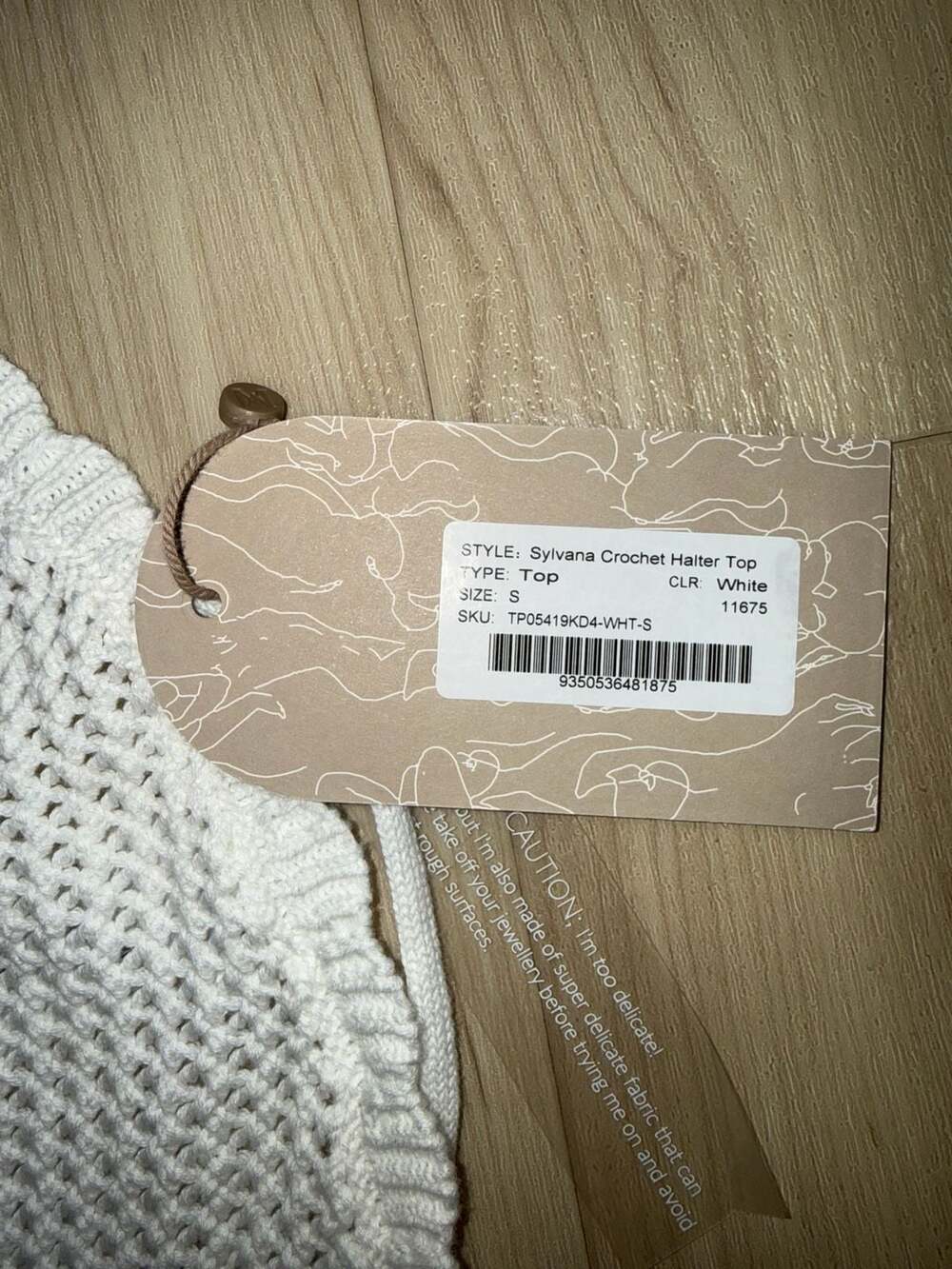 MESHKI Sylvana Crochet Halter Top White Size S - Picture 2 of 3